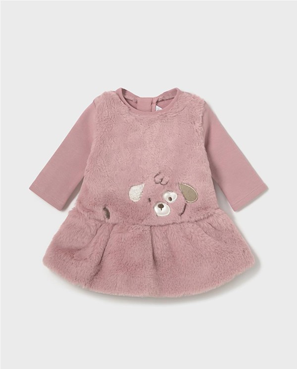VESTIDO PELO CON DIADEMA ROSADO