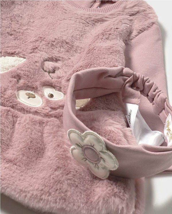 VESTIDO PELO CON DIADEMA ROSADO