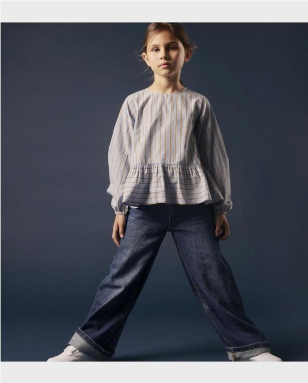 PANTALÓN TEJANO ANCHO CHICA AZUL