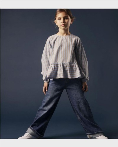 PANTALÓN TEJANO ANCHO CHICA AZUL