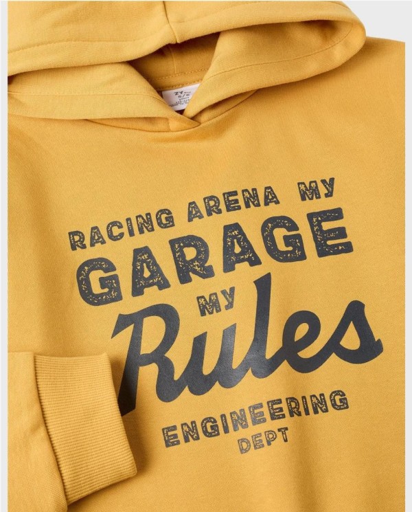 SUDADERA FELPADA CON CAPUCHA MOSTAZA