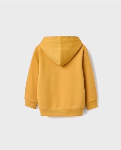 SUDADERA FELPADA CON CAPUCHA MOSTAZA