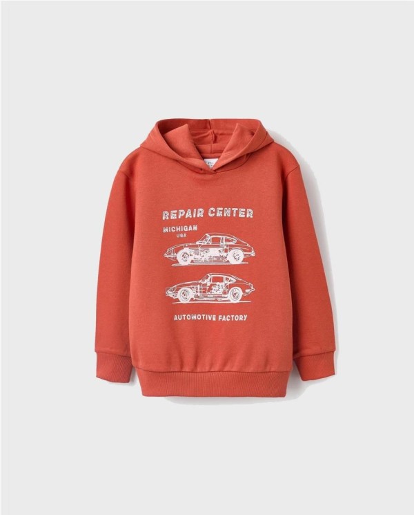 SUDADERA FELPADA CON CAPUCHA NARANJA