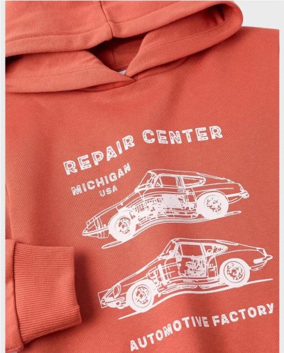 SUDADERA FELPADA CON CAPUCHA NARANJA