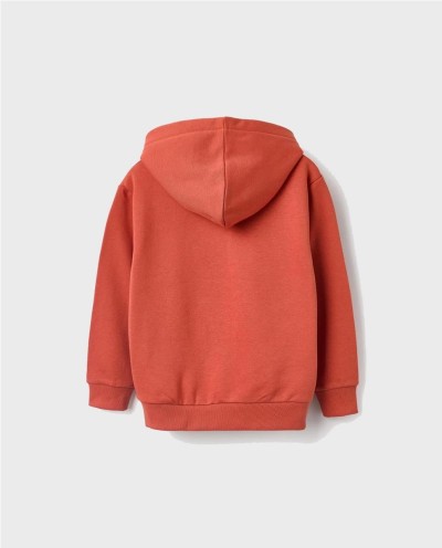 SUDADERA FELPADA CON CAPUCHA NARANJA