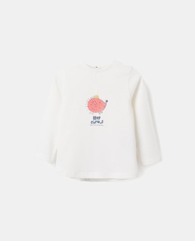 CAMISETA MANGA LARGA CON ESTAMPACIÓN BLANCO