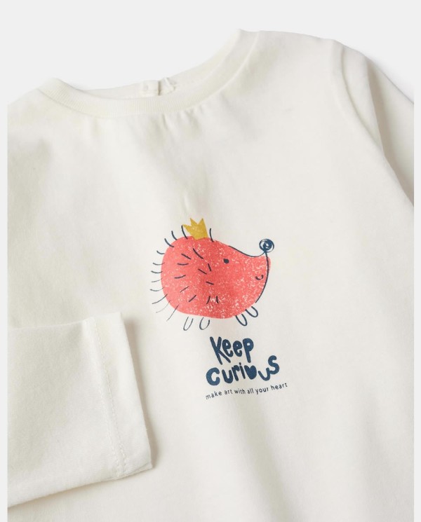 CAMISETA MANGA LARGA CON ESTAMPACIÓN BLANCO 2