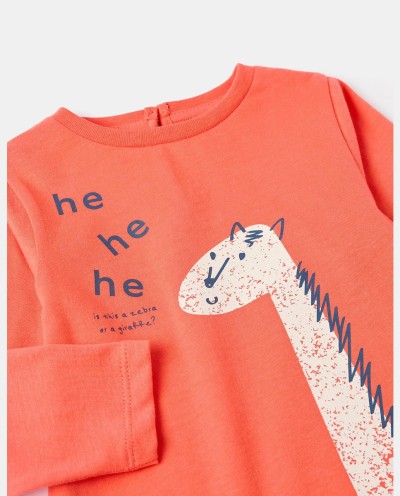 CAMISETA MANGA LARGA CON ESTAMPACIÓN NARANJA