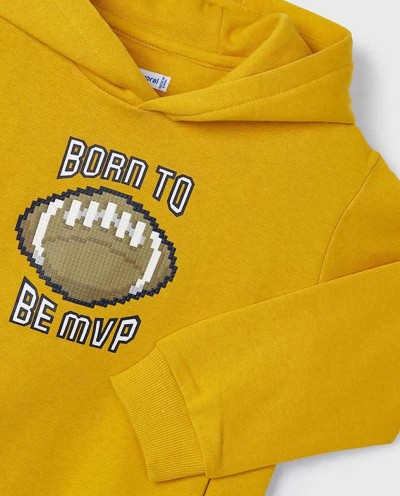 SUDADERA PRINT ENGOMADO MOSTAZA