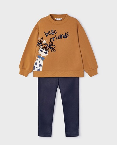 CONJUNTO LEGGING CON SUDADERA LOVE CARAMELO