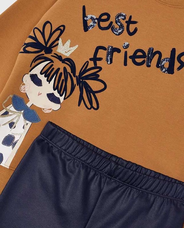 CONJUNTO LEGGING CON SUDADERA LOVE CARAMELO