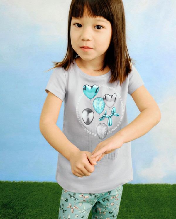 CAMISETA ESTAMPADA NIÑA GRIS CLARO