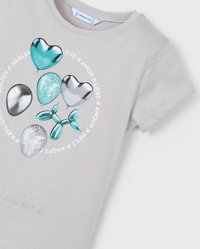 CAMISETA ESTAMPADA NIÑA GRIS CLARO