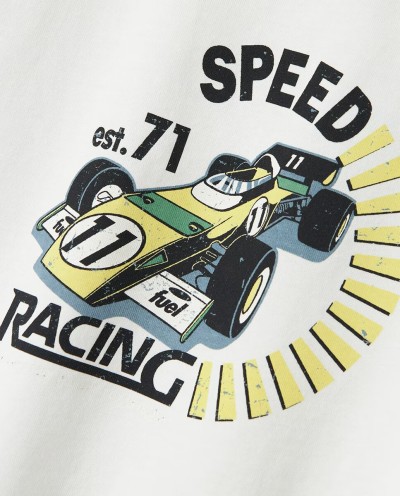 CAMISETA M/CORTA CON PRINT BLANCO