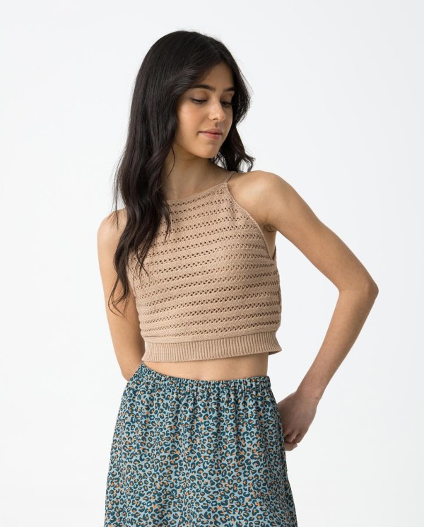 TOP TIRANTES DE TRICOT TOSTADO