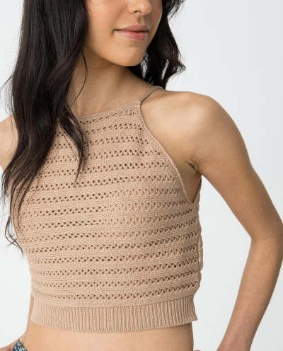 TOP TIRANTES DE TRICOT TOSTADO