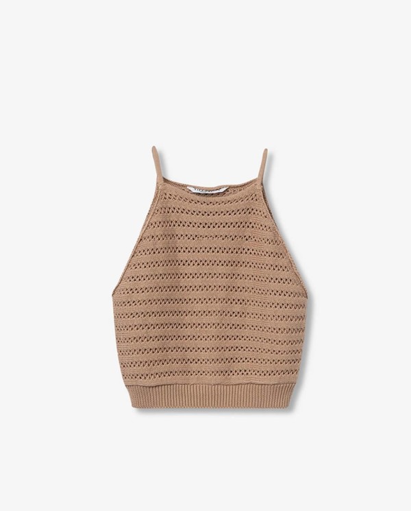 TOP TIRANTES DE TRICOT TOSTADO