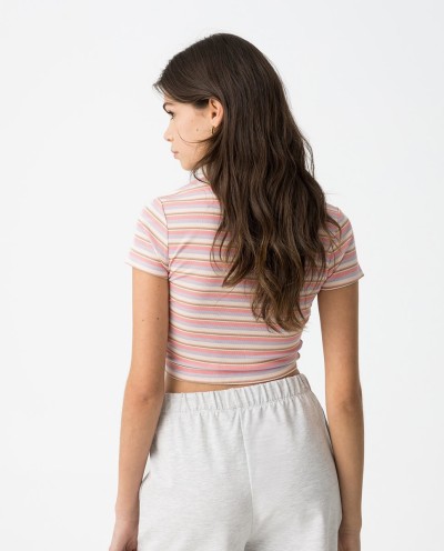 CAMISETA RAYAS NUDO ROSA