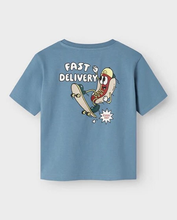 CAMISETA CON ESTAMPADO DETRÁS AZUL MEDIO