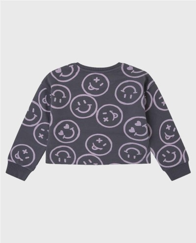 SUDADERA SMILEY GIRL GRIS OSCURO