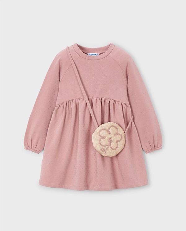 VESTIDO FELPA CON BOLSO FLOR