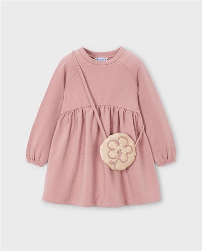 VESTIDO FELPA CON BOLSO FLOR