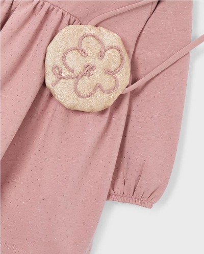 VESTIDO FELPA CON BOLSO FLOR