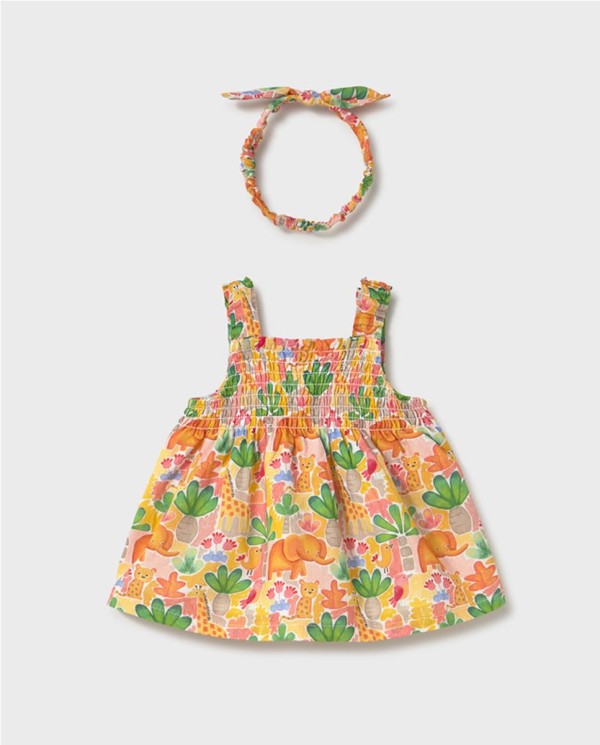 VESTIDO ESTAMPADO CON DIADEMA