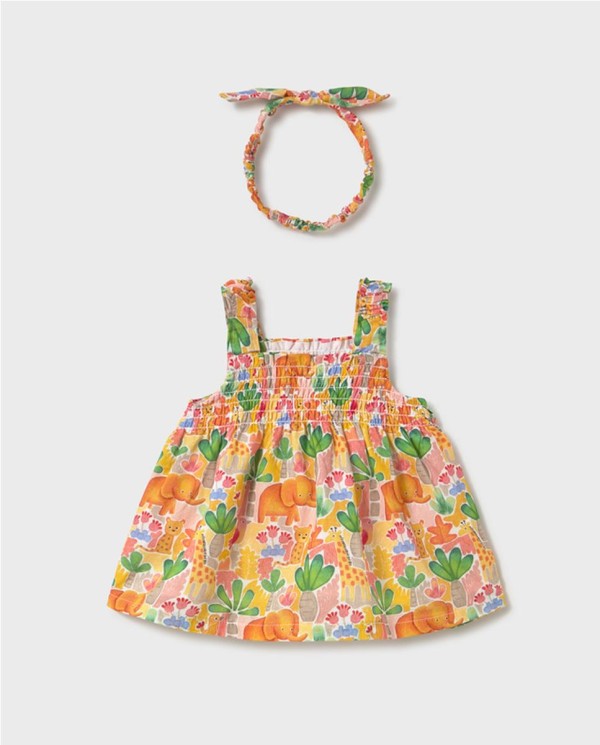 VESTIDO ESTAMPADO CON DIADEMA