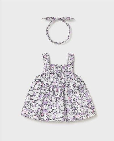 VESTIDO ESTAMPADO CON DIADEMA