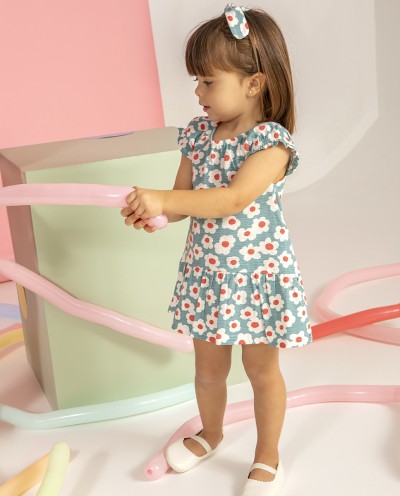 VESTIDO ESTAMPADO CON DIADEMA+RANITA