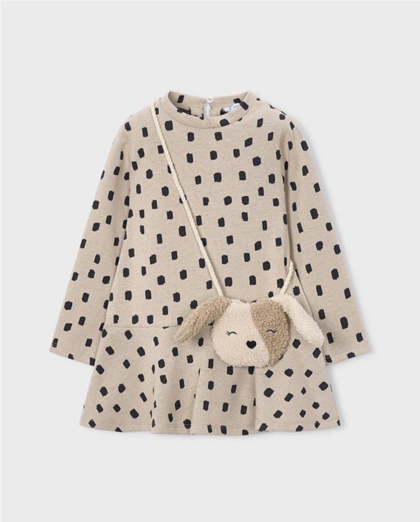 VESTIDO ESTAMPADO CON BOLSO DE PERRITO