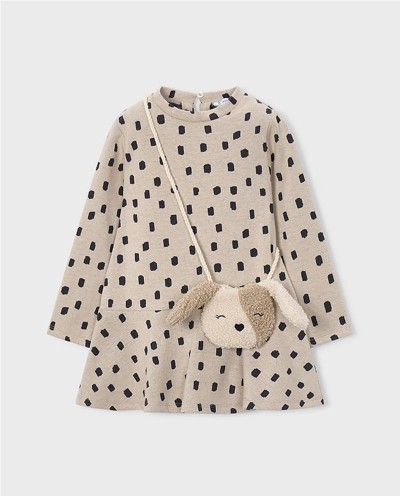 VESTIDO ESTAMPADO CON BOLSO DE PERRITO