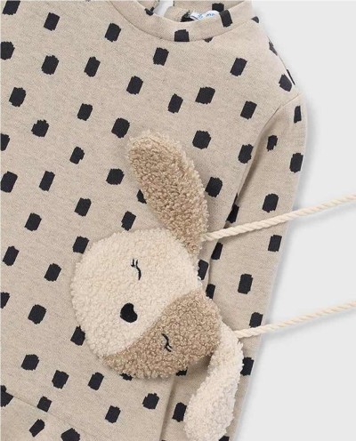 VESTIDO ESTAMPADO CON BOLSO DE PERRITO