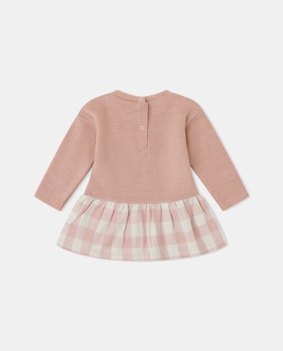 VESTIDO M/L FALDA CUADROS